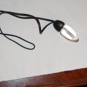 MONTIER Large Clear Teardrop Necklace W/ Leather Strap